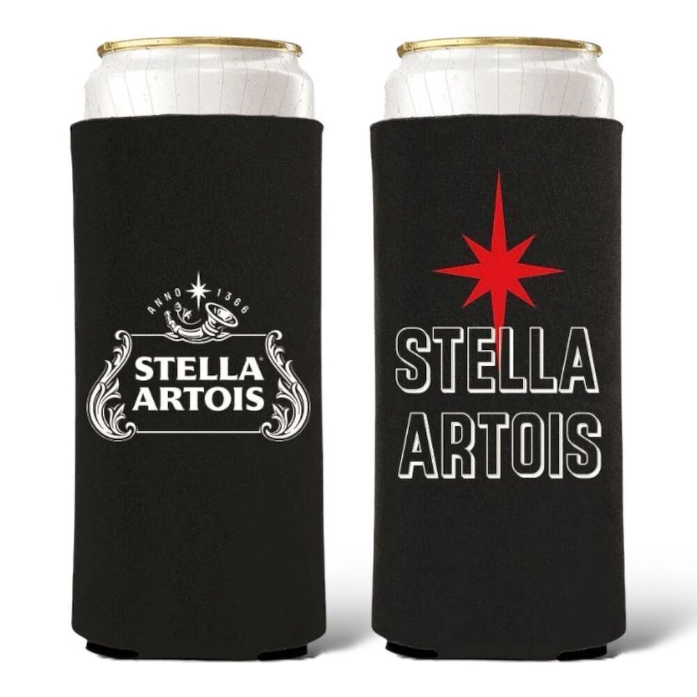 Stella Artois‎ Black 25 oz Can Cooler Koozie Set of 2 - Officially Licensed